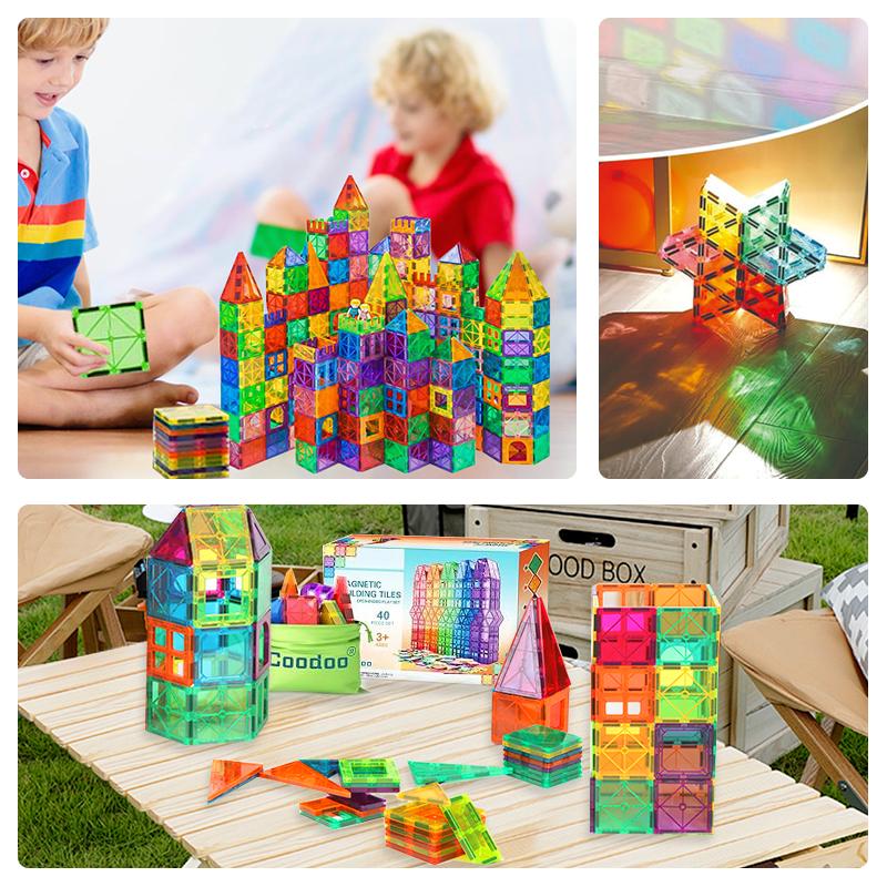 103 PCS Magnetic Building Tiles, Magnetic Tiles Kids Toys for Toddler Magnetic Blocks Building Toys Preschool Learning Sensory Montessori Toys for 3+ Year Old Boys and Girls, Safe Creativity Toddler Kid Toys Magnetic Building House Building,Christmas Gift