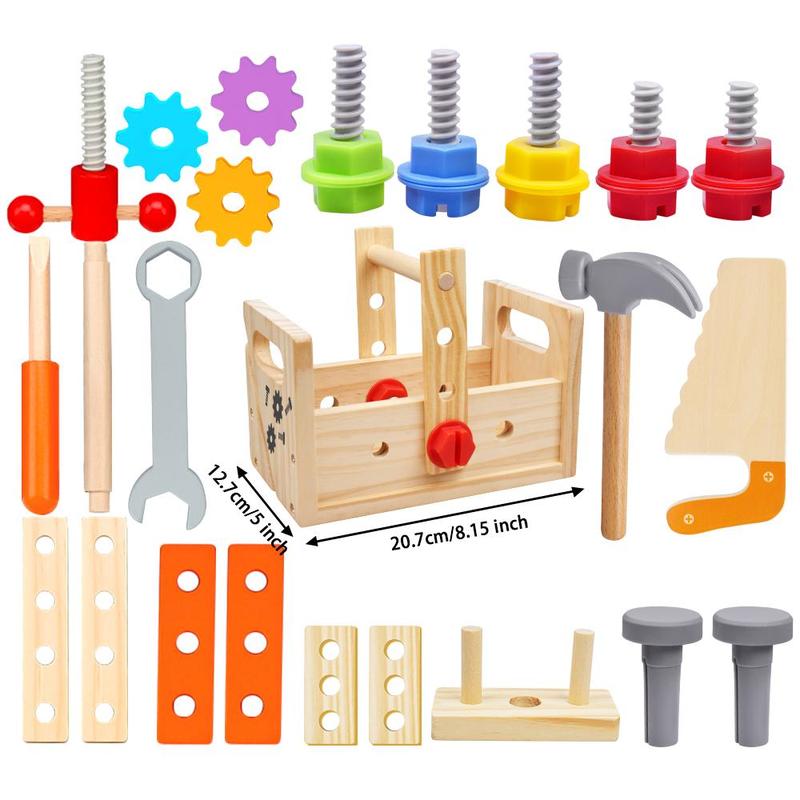 Wooden Tool Box Toy, Simulated Construction Worker Toy, Pretend Play Toy for Kids, Parent-child Interactive Game Props