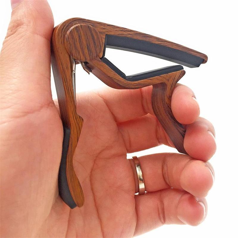 Wooden Guitar Capo, 1 Count Guitar Capo with 5 Counts Picks & 1 Count Picks Holder, Music Accessories for Acoustic & Electric Guitars