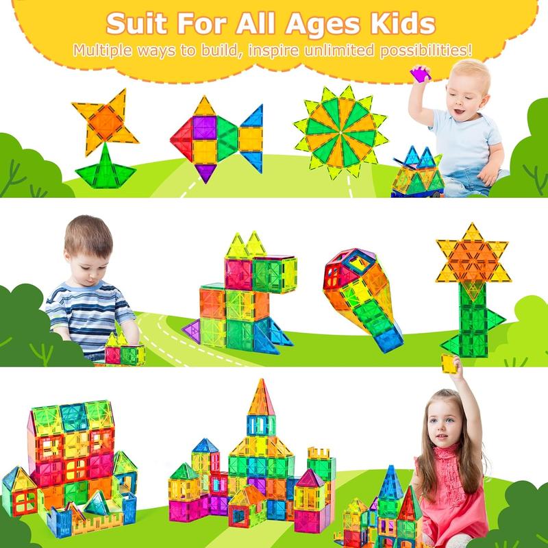 Cossy Magnet Tiles Set - 120 Pieces Construction Toys for Kids 3+ Years - Durable ABS Plastic - Develop Creativity, Imagination & Social Skills