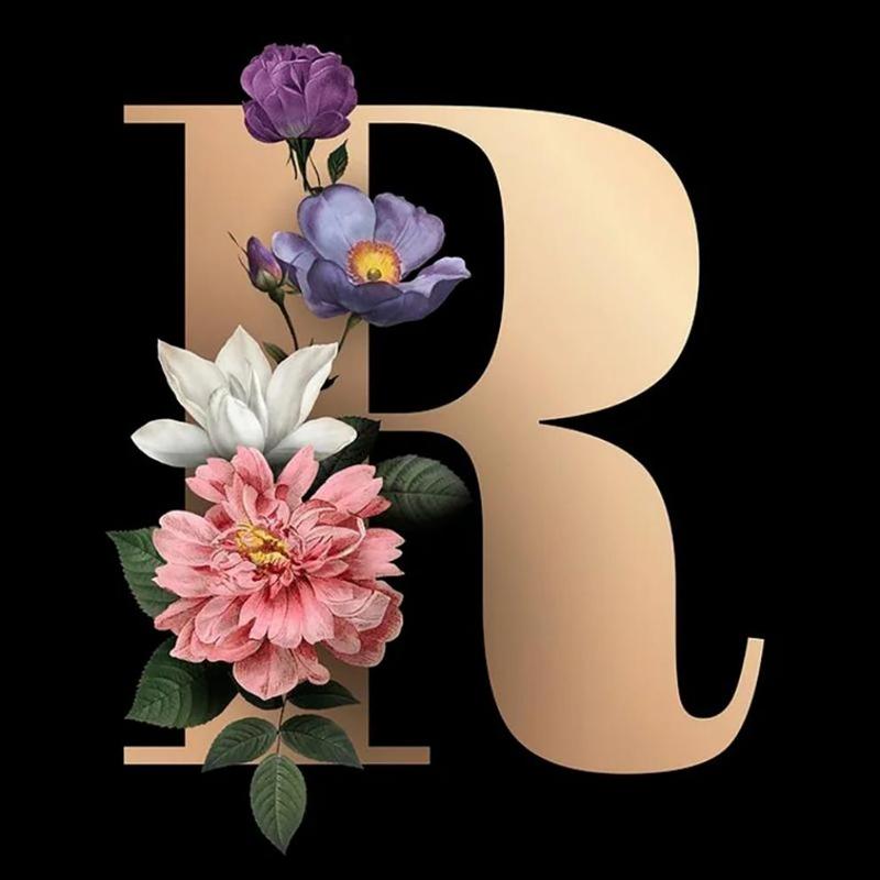 Letter R Pattern DIY Rhinestones Painting Without Frame, DIY 5D Rhinestones Painting Kit, Wall Art Decor For Home Living Room Bedroom