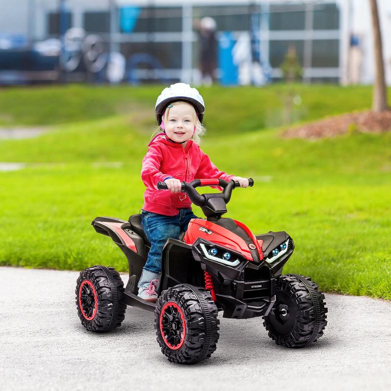 Aosom 12V Kids ATV Quad Car with Forward & Backward Function, Four Wheeler for Kids with Wear-Resistant Wheels, Music, Electric Ride-on ATV for Toddlers Ages 3+ Years Old