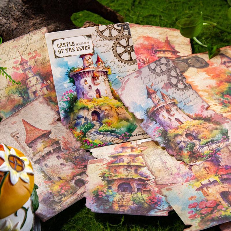 Vintage Castle Pattern Material Paper (30pcs set), Random Pattern Background Paper for Scrapbooking Journal Card Making Decoration, Gift Wrapping Paper
