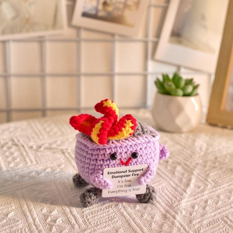 Fire Extinguisher Design Crochet Doll, 1 7 Counts Cute Crochet Ornament, Creative Desktop Decoration for Home Office