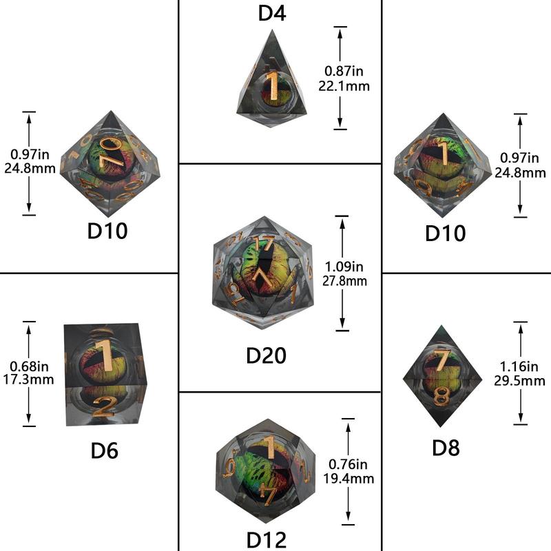 Dice Set, 7 Counts set Multicolor Sand Dice, Polyhedral Dice for D&D and Fantasy Games, Ideal Gift for D&D Players and Fantasy Game Lovers