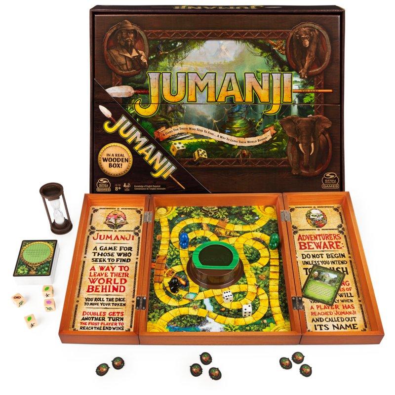 Jumanji The Game Real Wooden Box Edition for Kids and Families Ages 8 and up board game card game