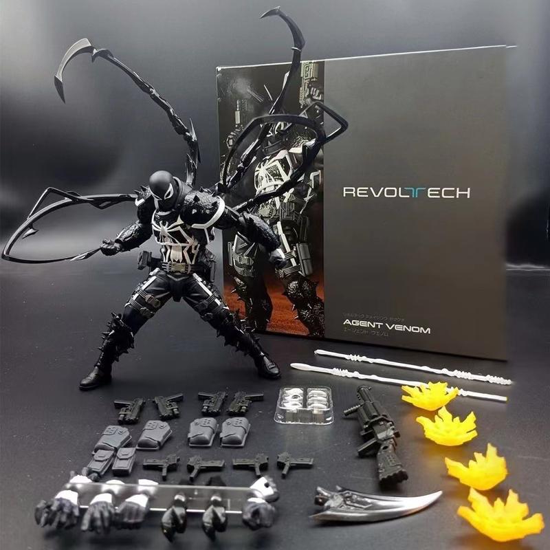 Kaiyodo Revoltech Amazing Yamaguchi Agent Ven0m Total Height Approx. 6.7 inches (170 mm), Non-Scale, PVC & ABS, Pre-Painted Action Figure