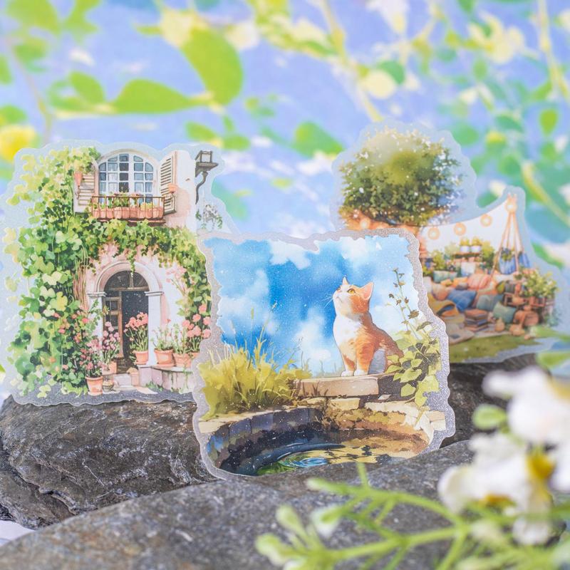 Garden Life Corner Sticker, 10pcs set Self Adhesive DIY Decorative Stickers, Scrapbooking & Stamping Supplies for Home School Office Use