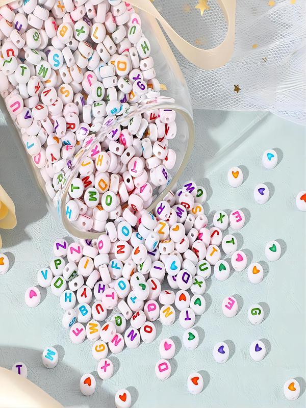500pcs set Letter Pattern Acrylic Bead, Round Alphabet Bead, DIY Jewelry Making Accessories For Bracelet Necklace Keychain, Bracelets Making Kit, Friendship Bracelet Making Tool
