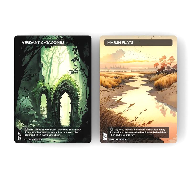 Anime Watercolor Proxy Fetch Lands Set - Proxy Playtest Fetch Lands Set for Commander EDH cEDH