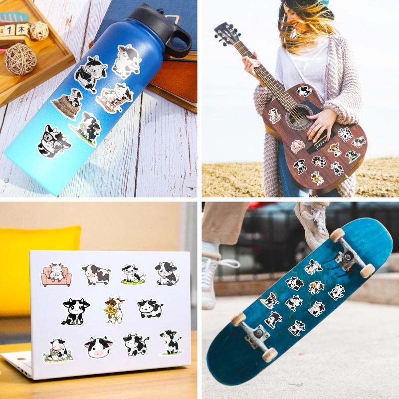 Cartoon Cow & Rainbow Pattern Sticker (100pcs), Cute Waterproof Decorative Stickers, DIY Decals for Water Bottle, Laptop, Phone Case, Scrapbooking, Journal Making