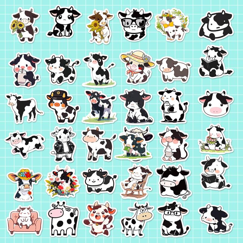 Cartoon Cow & Rainbow Pattern Sticker (100pcs), Cute Waterproof Decorative Stickers, DIY Decals for Water Bottle, Laptop, Phone Case, Scrapbooking, Journal Making