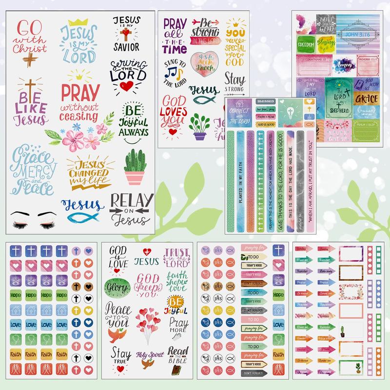 Bible Stickers Set Christian Stickers Aesthetic Annotation Kit Bible Verse Decorative for Room Inspirational Quotes Sticker DIY Creative Planner Stickers Motivation Scripture Sticker Christian Scrapbook Stickers for Journaling