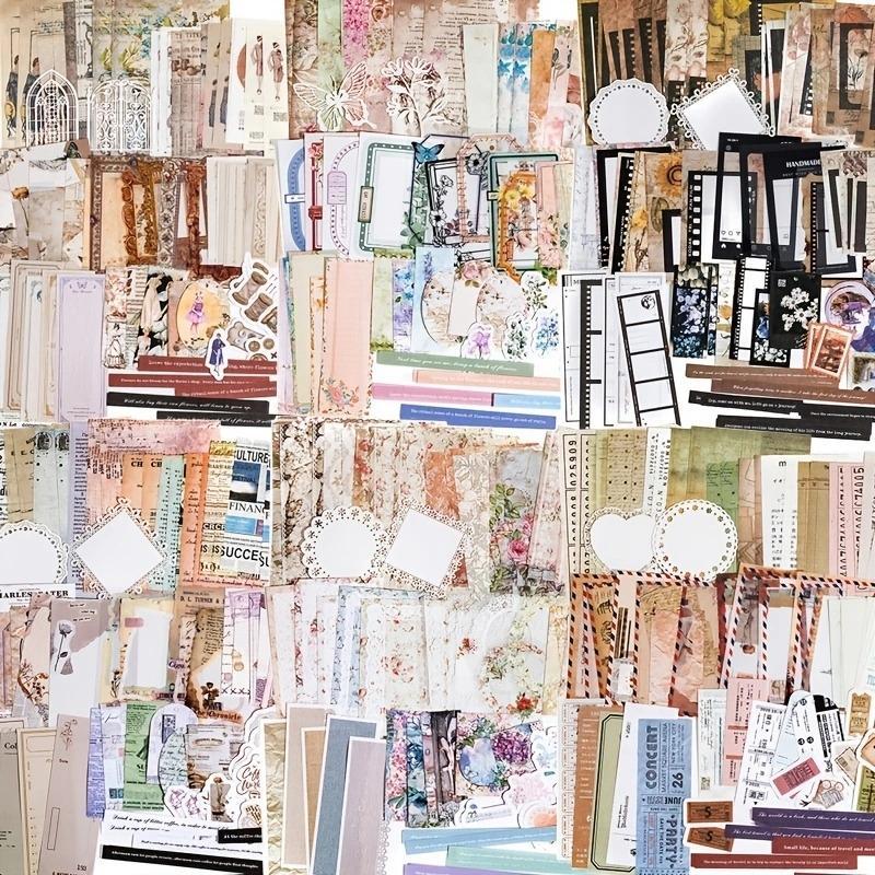 Vintage Material Paper Packaged with Black Ribbon, 85pcs set Handmade Material Suitable for Diy Crafts, Gift Wrapping, Scrapbooking, Bullet Journals, Schools Supplies