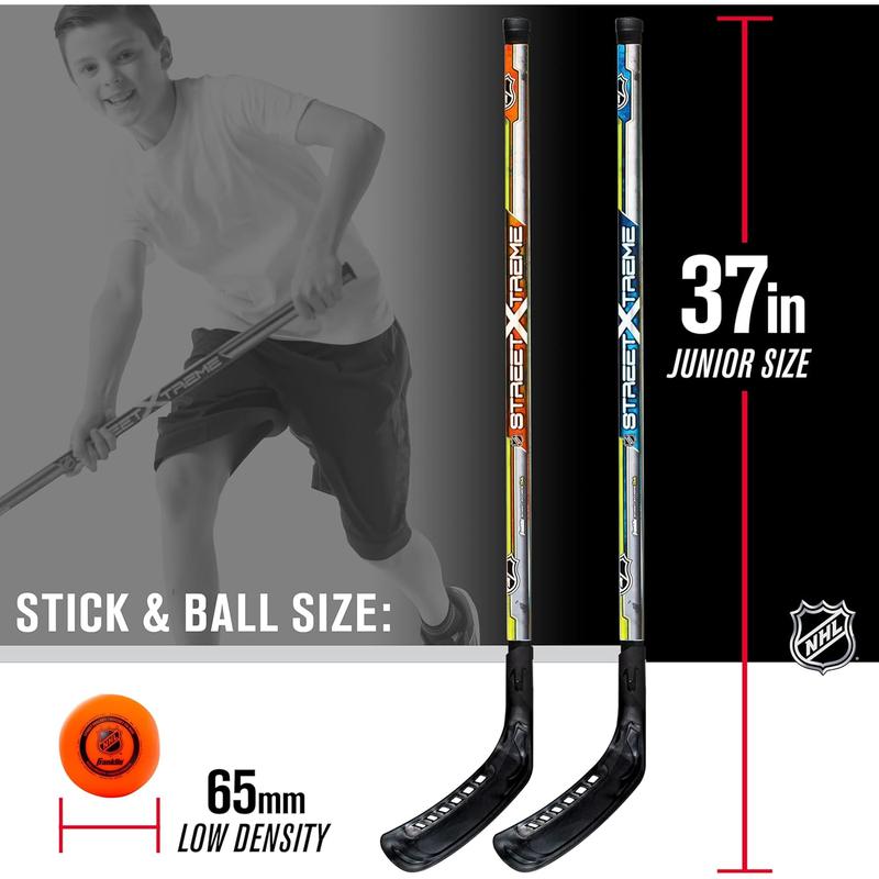 Franklin Sports NHL Kids Street Hockey Stick Set - Includes (2) Youth Street Hockey Sticks + (1) Outdoor Roller Hockey Ball - Perfect Hockey Starter Set for Kids Franklin Sports