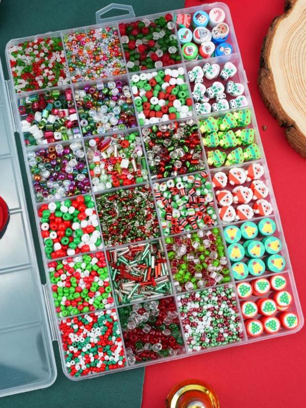 Glass Bead & Polymer Clay Beads, DIY Christmas Crafts Beads for Bracelet Necklace, Fashion Accessories for Women & Girls