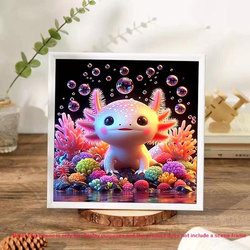 Cute Axolotl Design DIY Diamond Arts Colorful Painting Kit without Frame, DIY 5D Diamond Arts Colorful Painting Kit, Wall Art Decor for Home Bedroom