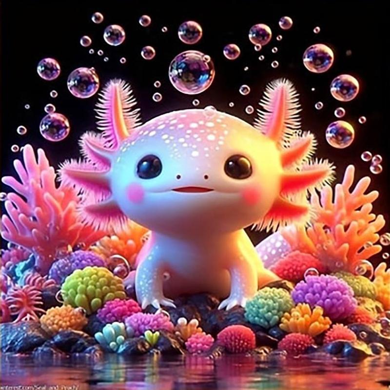 Cute Axolotl Design DIY Diamond Arts Colorful Painting Kit without Frame, DIY 5D Diamond Arts Colorful Painting Kit, Wall Art Decor for Home Bedroom