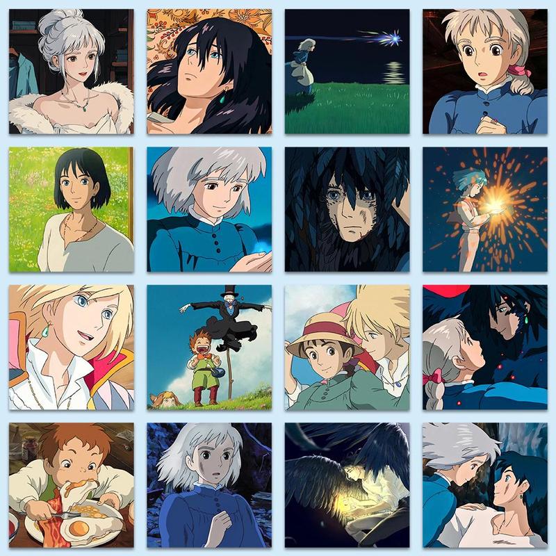 Howl's Moving Castle Series Sticker (50pcs pack), Self Adhesive Scrapbook Sticker, Journal Sticker for Gift Greeting Card Water Bottle Laptop Phone