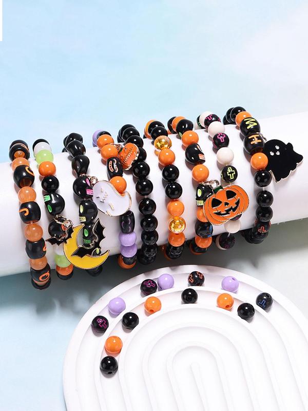 Beads for Bracelets Making Kit, Diy Skull Charm, Pumpkin Shaped Decorative Charms, Jewelry Making Supplies, Halloween Accessories Gift Diy Home Projects