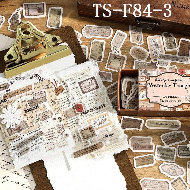 Vintage Sticker, 100pcs box Scrapbooking & Stamping Sticker, DIY Decorative Sticker for Album & Scrapbooking & Journal Making