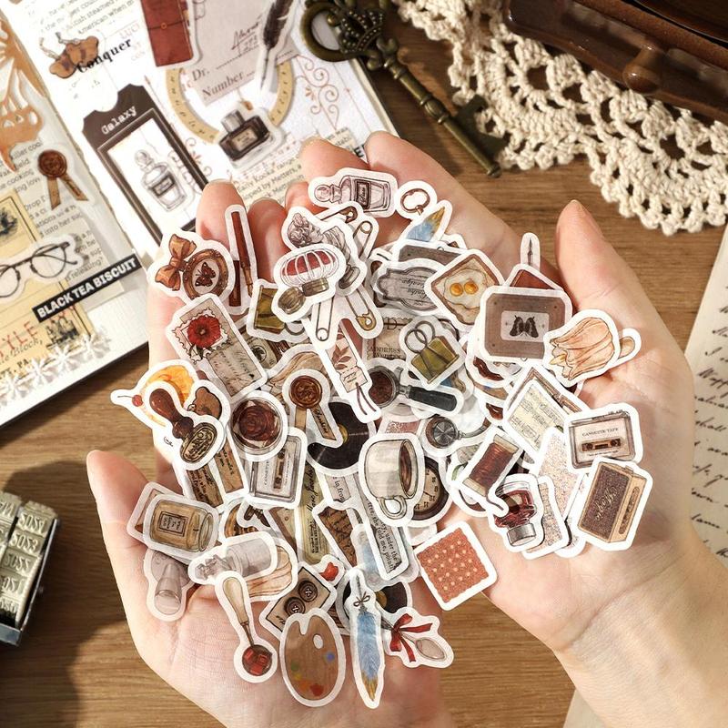 Vintage Sticker, 100pcs box Scrapbooking & Stamping Sticker, DIY Decorative Sticker for Album & Scrapbooking & Journal Making