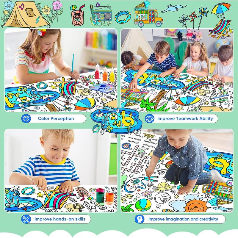 DDMY Giant Coloring Poster, 72 x 35.5 Inch Food Theme Coloring Table Cloth for Kids, Kids Art Craft Drawing Paper DIY Pizza, Turkey, Coloring Tablecloth Coloring Sheets for Classroom Kids Party Decor