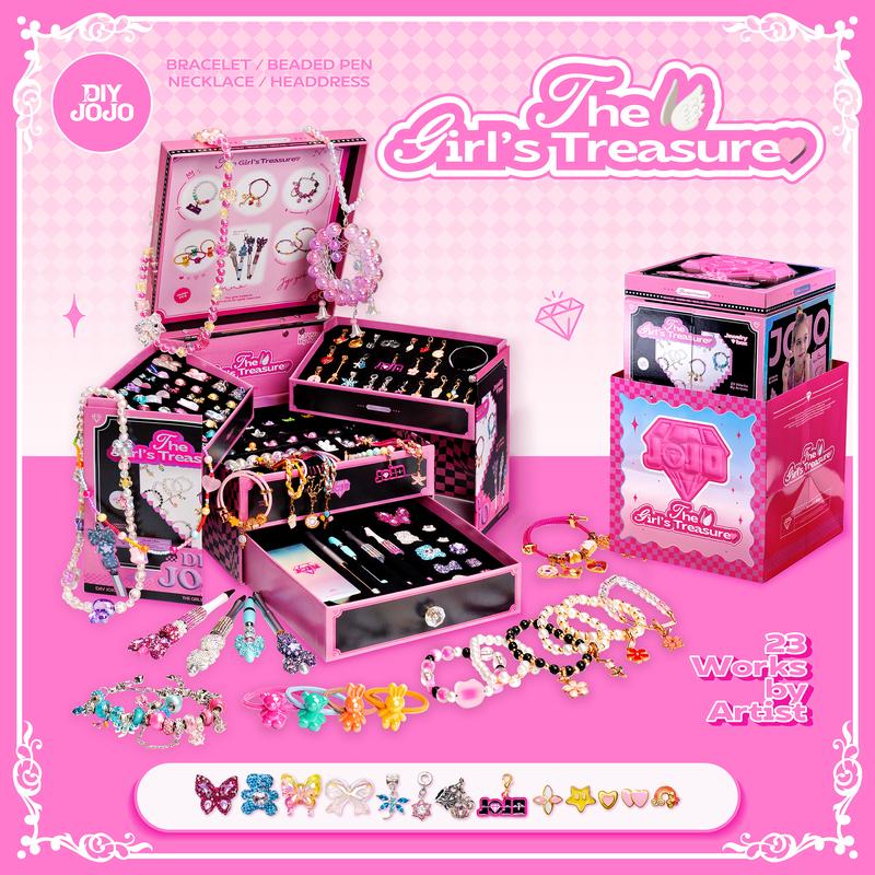 DIYJOJO The girls treasure gift box , Bead Pen Bracelet Necklace  Headdress making kit,Christmas Birthday Festivals Gift.