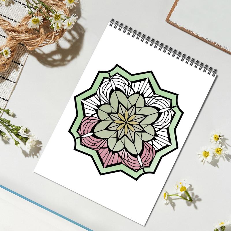 Meditative Mandala Theme Coloring Painting, 1 Count Adults Relieve Anxiety and Stress, Suitable for New Year, Valentine's Day, Halloween, Easter Holiday Party Gifts