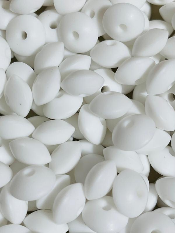 White Lentil Silicone Beads | Spacer Beads