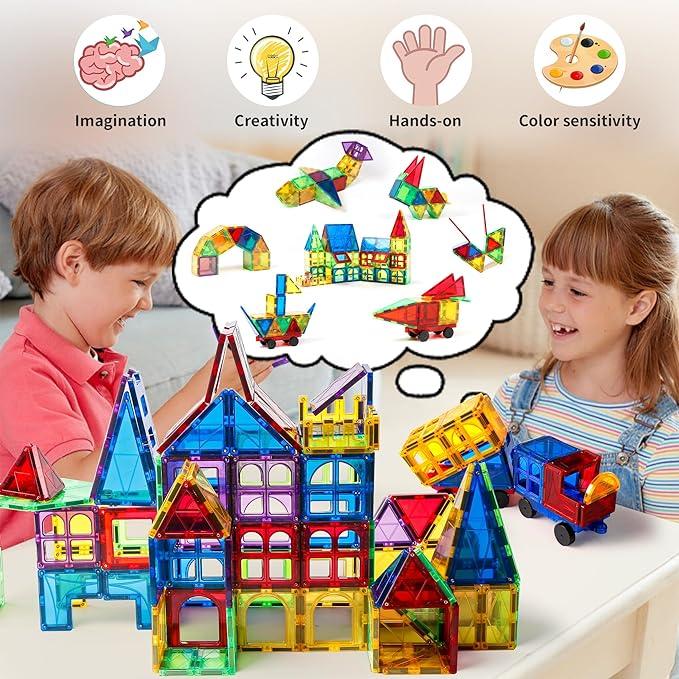 78pcs magnetic tile toys,puzzle toys, magnetic puzzle building set , Boys and girls gifts set