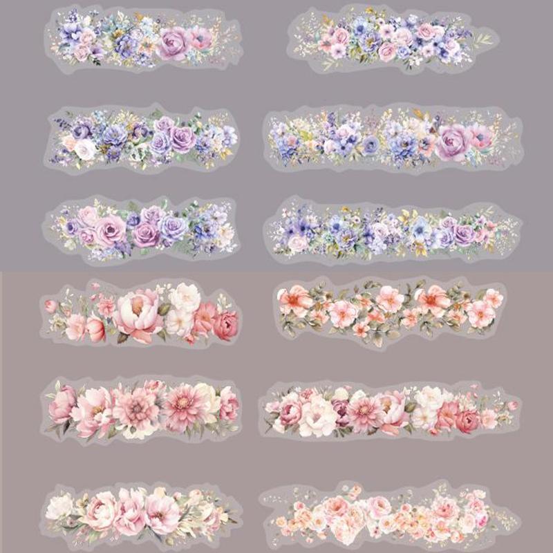 Vintage Flower Pattern Sticker, 20pcs set Scrapbooking & Journal Making Material Paper, DIY Decorative Sticker for Stationery Computer Water Bottle