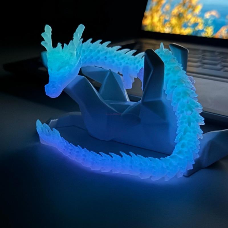 Luminous 3d Printed Dragon Figures Decor Child Toy Multi-Jointed Movable Articulated Dragon Toy For Home Car Tabletop Ornament