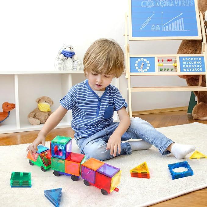 Car building block Construction Kit block set, Magnetic Tiles Kids Toys Magnet Toys for Toddler Magnetic Blocks Toys Preschool STEM Learning Sensory Montessori Toys for 3-12 year Old Boys Kids, Safe Creativity Toddler Kids Toys, Christmas train,Gift model
