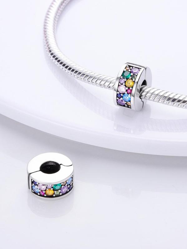 Colorful Rhinestone Decorated Slide Bead, Fashionable DIY Jewelry Accessories for Women & Girls, Trendy All-match & Exquisite DIY Jewelry for Birthday Gift