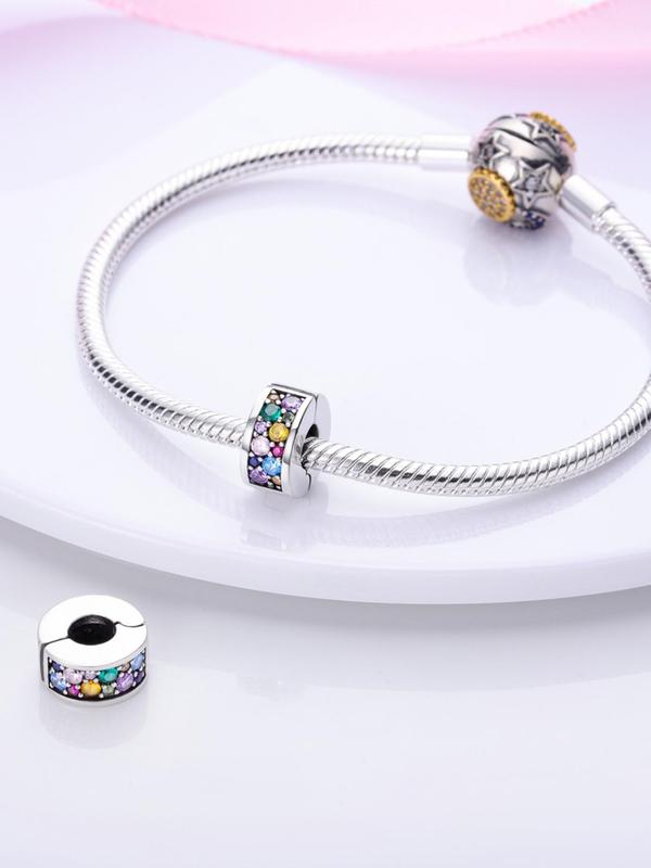 Colorful Rhinestone Decorated Slide Bead, Fashionable DIY Jewelry Accessories for Women & Girls, Trendy All-match & Exquisite DIY Jewelry for Birthday Gift