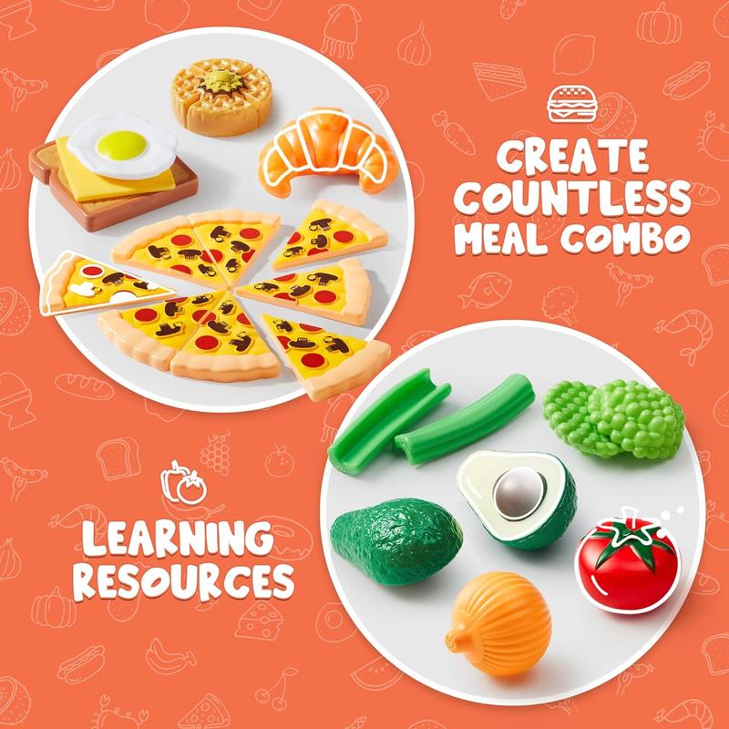 135 Pieces Children's Kitchen Toy Set, Market Role Play Toys, Educational Fake Food, Party Favor  for Kids