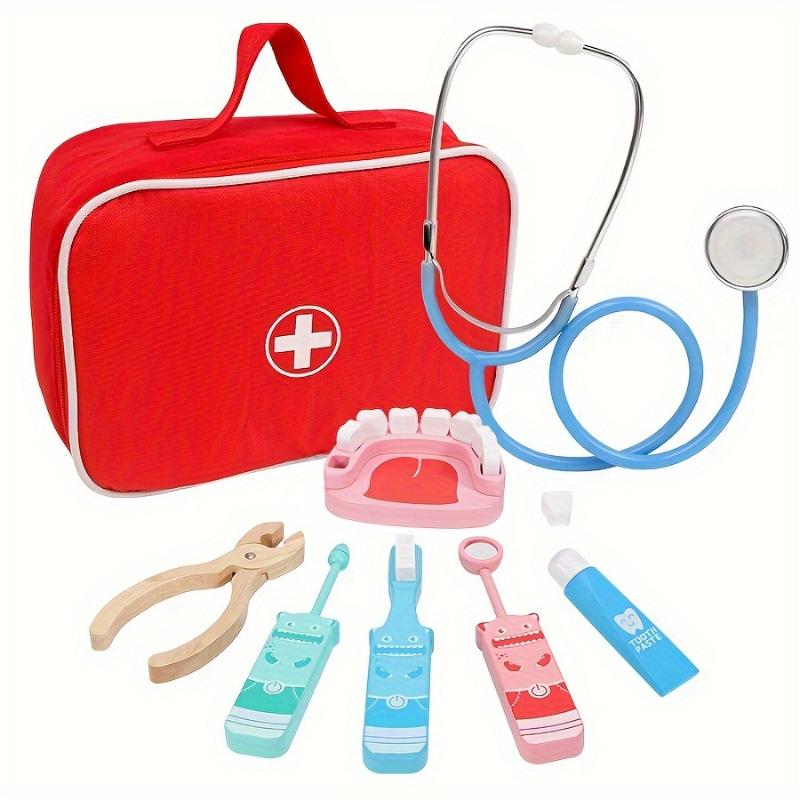 1set Wooden Doctor's Kit Doctor Role Play Set with Play Set for Christmas, Halloween Gift