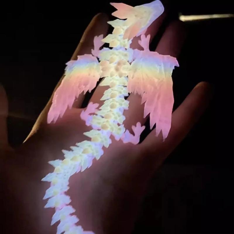 Luminous 3d Printed Dragon Figures Decor Child Toy Multi-Jointed Movable Articulated Dragon Toy For Home Car Tabletop Ornament