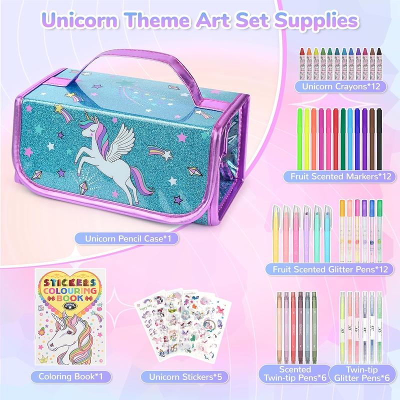 Christmas gift 54-Piece Washable Scented Markers & Unicorn Art Set – Perfect Birthday Gift for Kids Ages 4-8 Special Cute Christmas gift