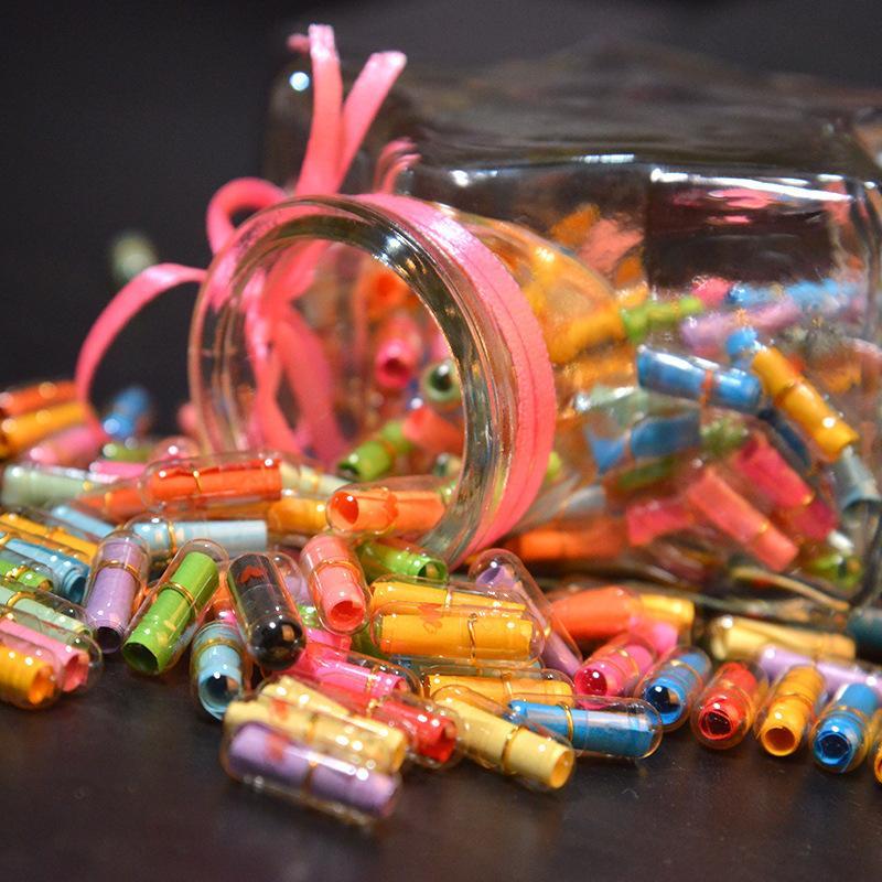 100pcs pack Love Blank Message Capsule, Colorful Love Pill, DIY Gift for Wedding Party, Capsule Message Letters Empty Pill Capsules DIY Memory Jar, Room Accessories, Christmas Gift