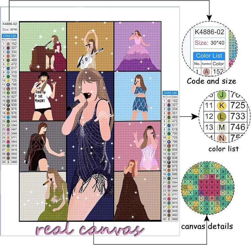 Taylor 5D Diamond Painting for Adults,DIY Diamond Painting Kits,Diamond Painting Kit Art for Wall Home Decor Arts Craft (Multicolor Flash Drill)