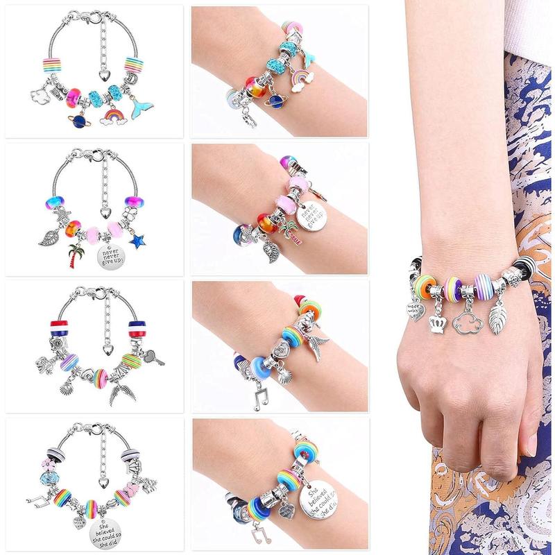 85 Pcs Charm Bracelet Making Kit, DIY Charm Bracelets Beads for Adults and Beginner Jewelry Making Kit