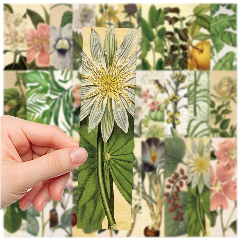 Vintage Flower Pattern Bookmarks, 30pcs set Scrapbooking & Journal Making Material Paper, DIY Decorative Paper for Greeting Card