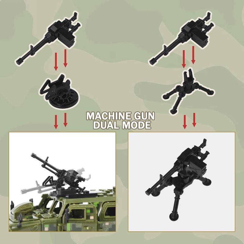 HI-REEKE Military Vehicles Building Block Set, WW2 Army Battle Car Toy for Teen Green-130pcs