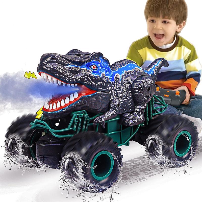 Dinosaur Remote Control Car, 2.4GHz RC Mega Monster Truck Toys for Toddlers, Dinosaur Toys with Light, Sound & Spray, Indoor Outdoor All Terrain Electric Toys for 2 3 4 5 6 7 8-12 Kids Boys