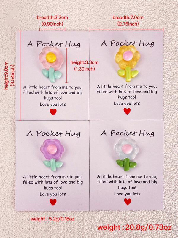 Flower Design Pocket Hug Card, Cute Flower Resin Jewelry Making Accessories, DIY Jewelry Making Supplies for Women & Girls