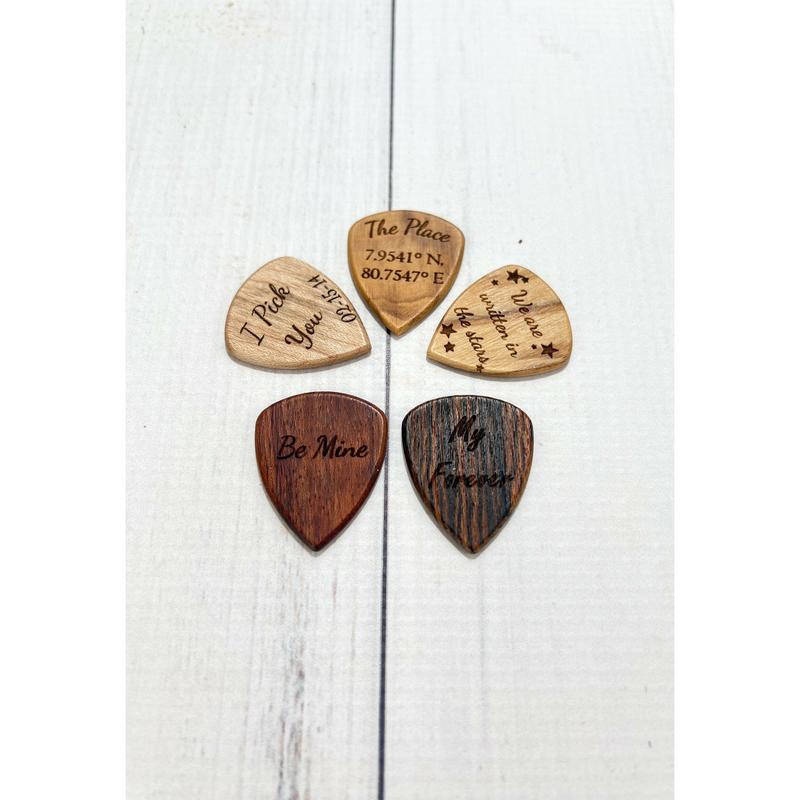 Custom Engraved Wood Guitar Pick