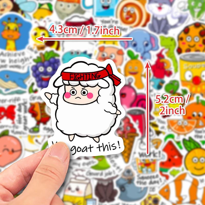 Cute Cartoon Pattern Sticker, 50pcs set Waterproof Self Adhesive Decor Paper, DIY Decor Sticker for Gift Greeting Card Water Bottle Laptop Phone