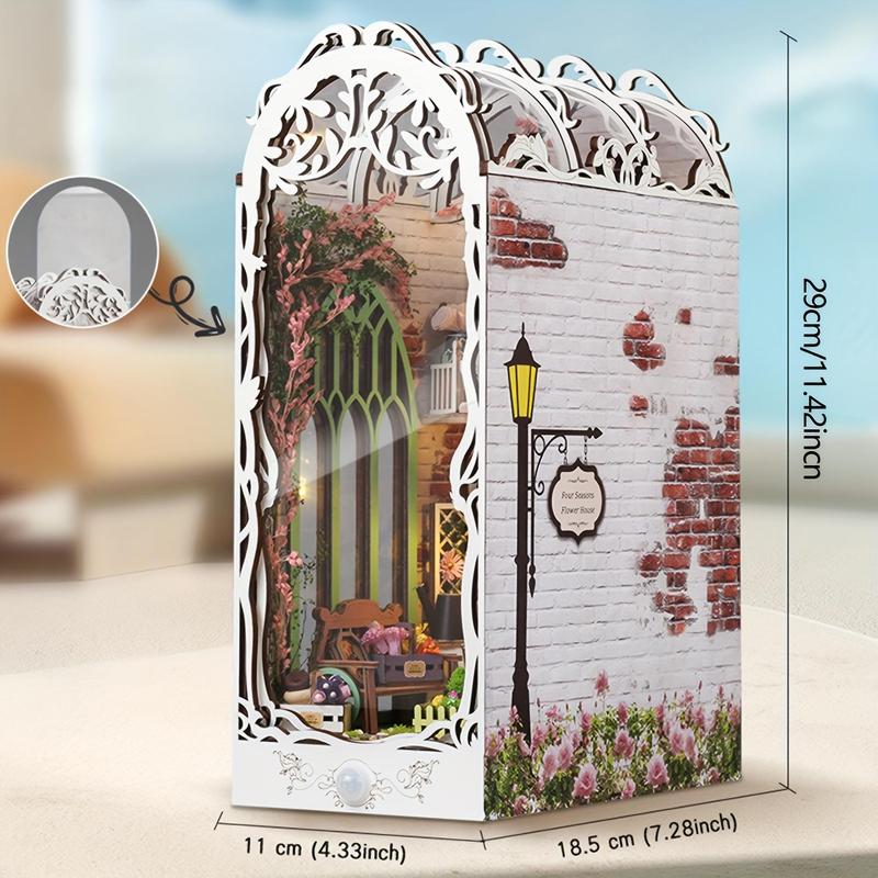 3D Wooden Puzzle, 1 Box DIY Book Nook Kit, DIY Flower Room Model Kit, 3D Desktop Decoration Ornament, DIY Model Kit for Bookshelf Decoration, Stocking Fillers Gift